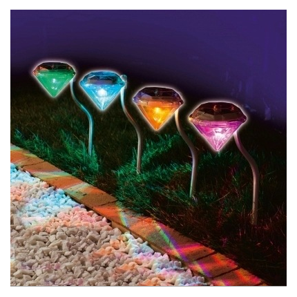新款LED七彩太阳能钻石灯 草地灯庭院花园灯别墅灯户外防雨