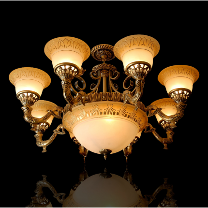 欧式吊灯 古铜色铁艺锌合金灯复式楼8头卧室餐厅灯具 客厅灯
