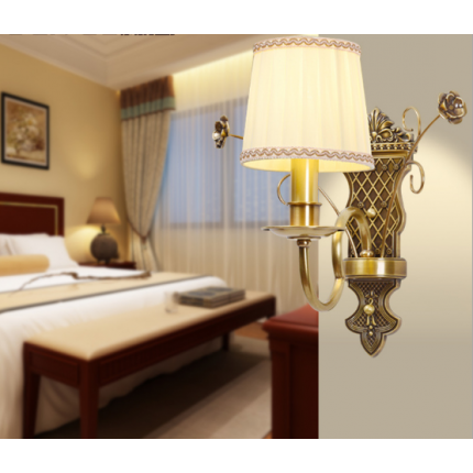 欧式全铜壁卧室床头灯 美式客厅过道走廊灯 楼梯壁灯单头铜灯