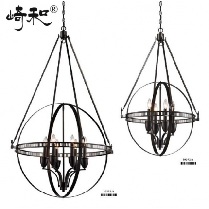 复古铁艺4头个性设计灯具 几何吊灯