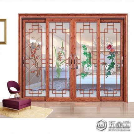 佛山威尔普斯   铝合金门窗 欧弧1.2两轨推拉门（LD-2000）  梅兰竹菊 阳台、书房、客厅、厨房专用