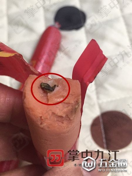 恶心！双汇火腿肠中竟然有虫 九江一市民险中招