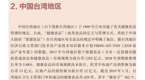 《保健食品类似产品国内外管理情况报告》内容摘选——中国台湾地区